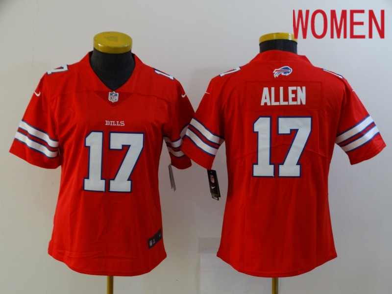 Women Buffalo Bills 17 Allen Red Nike Vapor Untouchable Limited 2021 NFL Jersey